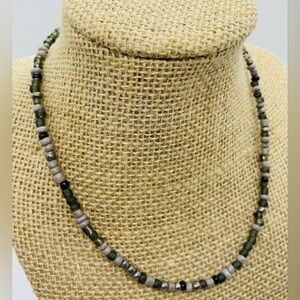 Gray Black Beaded Choker Necklace Boho-chic Classic Preppy Coastal Cowgirl